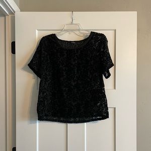 Lucky Brand Short Sleeve Velvet Top